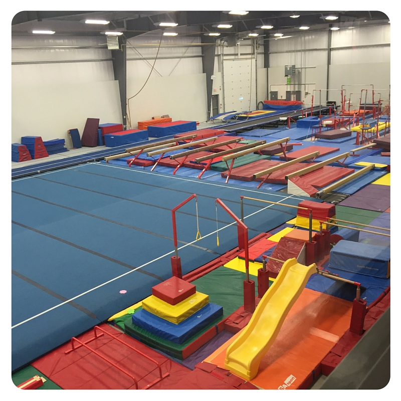 Bird's eye view of the gym floor from our upstairs viewing area.